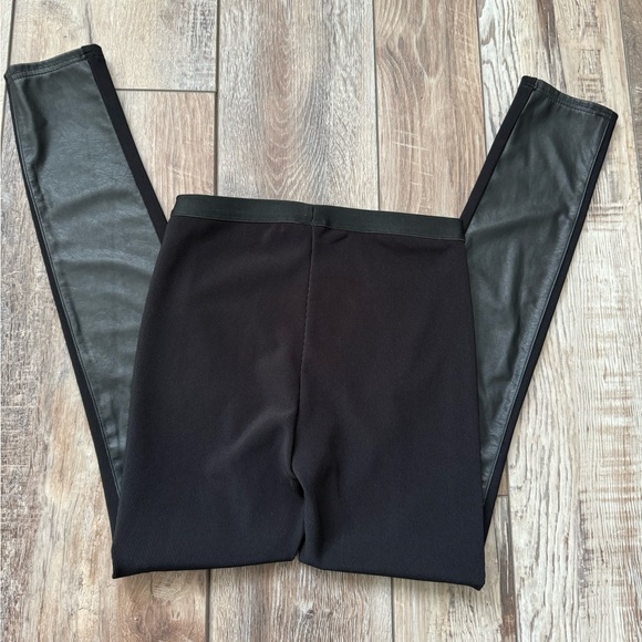 BCBG Leather Black Mixed Media Leggings XXS - Picture 2 of 3